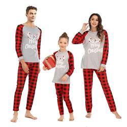 wenyujh Weihnachts Familien Outfit, Weihnachten Schlafanzug Rentier Matching Christmas Pyjamas Set Langarm Fun Nachtwäsche Schlafanzughose für Damen Herren Kind(10 Years,Grau Kinder) von wenyujh