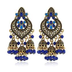 FOLODA Retro Indian Bollywood Kundan Jhumka Jhumki Drop Earrings Gypsy Fashion Jewelry Gold Earrings von werty