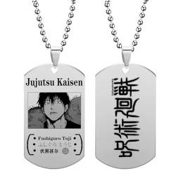 Anime Jujutsu Kaisen Gojou Satoru Halskette Itadori Yuji Kette Anhänger Halskette Cartoon Dog Tags Pattern Schmuck für Mann Frau Geschenke von westtrend