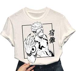 Jujutsu Kaisen Ryomen Sukuna T-Shirt Sommer Unisex Kurzarm Sukuna T-Shirt mit rundem Hals für Männer Frauen von westtrend