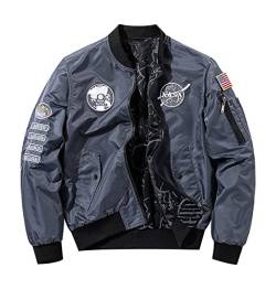 NASA-Bomberjacke für Herren lässige bestickte Stehkragen Wendejacke Outwear lockere Passform von westtrend