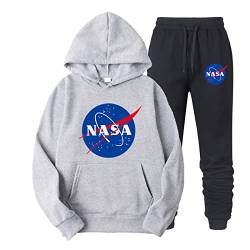 NASA Casual Trainingsanzug NASA Logo Print Langarm Hoodie Pullover und Jogger Hose Anzug Sweatshirt Hose 2-teiliges Set von westtrend