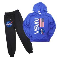 NASA-Trainingsanzug Jungen Mädchen Langarm-Kapuzenpullover und Jogginghose Anzug Frühling Herbst Sweatshirt Hose 2 Stück Set von westtrend