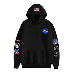 Unisex NASA Hoodie Hip Hop Casual Streetwear Langarm Pullover NASA Stickerei Sweatshirt Hoody Jumper von westtrend