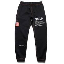 Unisex NASA Lässige Hip-Hop Jogginghose Kordelzug Elastische Taille Trendige Joggerhose Sport Haremshose Fleecehose von westtrend