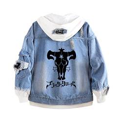 westtrend Anime Black Clover Jeansjacke Asta Fake Two Oberbekleidung Black Clover Hoodie Hip Hop Denim Kapuzenjacke von westtrend