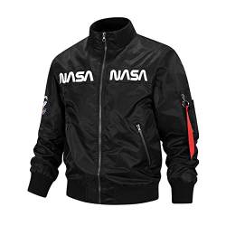 westtrend Bomberjacke für Herren mit NASA-Logo Bestickt lässig Reißverschluss Stehkragen Bomberjacke Outwear von westtrend