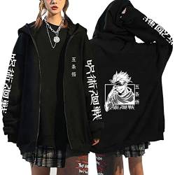 westtrend Jujutsu Kaisen Hoodie Unisex Casual Langarm Sweatshirts mit durchgehendem Reißverschluss und Tasche Anime Charakter Gojo Satoru Print Kapuzenmantel von westtrend