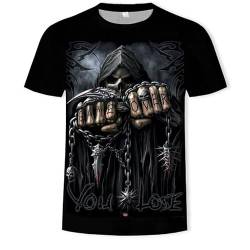 wfbz Herren T-Shirt Retro Kurzarm T Shirt Horror T-Shirt Männer - Skull Tshirt - Halloween Slim Fit Top (A4,6XL) von wfbz