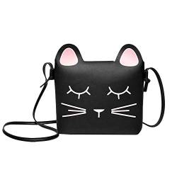 whatUneed Nette kleine Mädchen Umhängetasche Handtasche Geldbörse, Prinzessin Mini Taschen, Cat Cross Body Messenger Bag (black) von whatUneed
