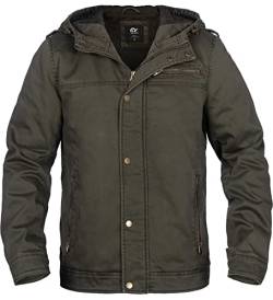 whattry Herren-Jacke, lässig, gewaschene Baumwolle, Militärjacke, warmer Windbreaker aus Leinen, 02/Armeegrün, L von whattry