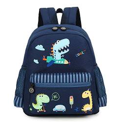 willikiva Netter Zoo Little 3d Rucksack Kinder Rucksack für Jungen und Mädchen Kleinkind Rucksack Wasserdichte Vorschule(Tiefblauer Autodinosaurier) von willikiva