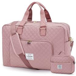 Reisetasche Damen Groß, Handgepäck Tasche Travel Weekender Gym Bag Sport Camping Tasche Damen Herren Carry On Bag Mit Trolleyhülle Nassfach Wasserdicht Rosa von winspansy