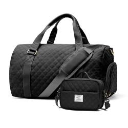 Sporttasche Herren Damen Klein mit Schuhfach Und Nassfach Gym Bag Trainingstasche Schwimmtasche Saunatasche Fitnessstudio Sporttaschen wasserdichte Fitness Sport Tasche Herren Damen Schwarz von winspansy