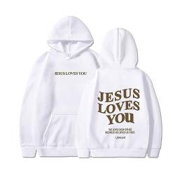 winwintom 2023 Jesus Loves You Hoodie Damen Kapuzenpullover Oversize Pullover Sweatshirt Freizeit Sport Langarmshirt Hoodies Training Pulli Streetwear von winwintom