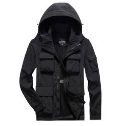 winwintom Jacke Herren Übergangsjacke - Sports Jacket Große Größen Stehkragen Bomberjacke Kapuze Regenjacke Mäntel mit Reißverschluss Sportjacke Freizeitjacke Street Style von winwintom