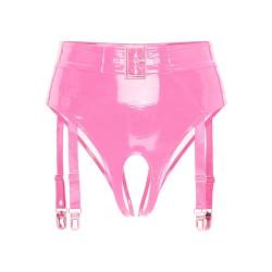 winying Damen Wetlook Tanga Slip Ouvert Shorts Spitzen Dessous Lack Leder Unterhose Bikinihose Sexy Hotpants Rosa W L von winying