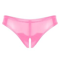 winying Damen Wetlook Tanga Slip Ouvert Shorts Spitzen Dessous Lack Leder Unterhose Bikinihose Sexy Hotpants Rosa X L von winying