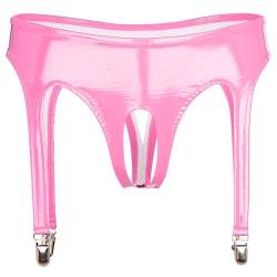 winying Damen Wetlook Tanga Slip Ouvert Shorts Spitzen Dessous Lack Leder Unterhose Bikinihose Sexy Hotpants Rosa Zz L von winying