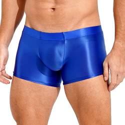 winying Herren Glänzend Boxershorts Eng Stretch Unterhose Low Rise Shorts Kurz Hose Trunks Boxer Briefs Männer Pants Hipster Unterwäsche Blau M von winying