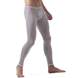 winying Herren Sexy Strumpfhosen Athletic Sport Dünne Leggings Elastischer Bund Workout Laufen Tights mit Bulge Beutel Grau L von winying