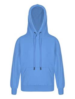 winying Hoodie Jungen Mädchen Kapuzenpullover Sport Kapuzenpulli Langarm Basic Einfarbig Sweatshirt Hellblau 146-152 von winying