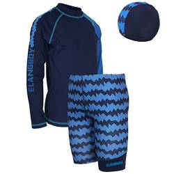 winying Kinder Jungen Badeanzug Zweiteiliger Bademode Langarm/Kurzarm Schwimmshirt + Badeshorts Badeset UV-Schutz Badebekleidung Schwimmanzug Type A 146-152 von winying