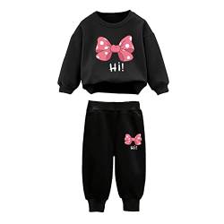 winying Kinder Sportanzug Cartoon Sweatshirt Top + Jogginghose Jungen Mädchen Trainingsanzug Jogginganzug Freizeitanzug Streetwear Schwarz 134-140 von winying