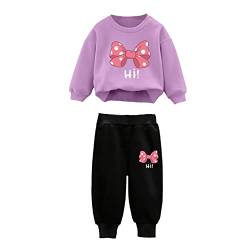 winying Kinder Sportanzug Cartoon Sweatshirt Top + Jogginghose Jungen Mädchen Trainingsanzug Jogginganzug Freizeitanzug Streetwear Violett 80-92 von winying