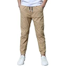 winying Mädchen Jungen Cargo Hosen lang Chino Sporthose Locker Freizeithose Jogginghose Trainingshose mit Taschen Dehnbund Beinabschluss Jazz Hip Hop Pants Tanzkleidung Y Khaki 134-140 von winying