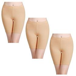 wirarpa Boxershorts Damen 3er Pack Lang Baumwolle Unterwäsche Weich Panties Hosen Unter Kleid Beige Größe 2XL von wirarpa
