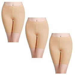 wirarpa Boxershorts Damen 3er Pack Lang Baumwolle Unterwäsche Weich Panties Hosen Unter Kleid Beige Größe L von wirarpa