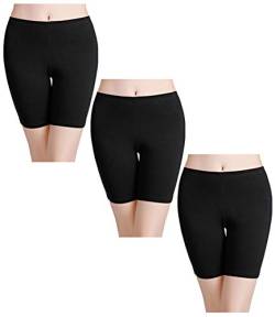 wirarpa Boxershorts Damen 3er Pack Lang Baumwolle Unterwäsche Weich Panties Hosen Unter Kleid Schwarz Größe 4XL von wirarpa