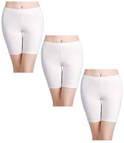 wirarpa Boxershorts Damen 3er Pack Lang Baumwolle Unterwäsche Weich Panties Hosen Unter Kleid Weiß Größe 2XL von wirarpa