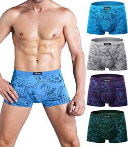 wirarpa Boxershorts Herren Mikrofaser Männer Unterwäsche Trunks Soft Modal Men Unterhosen Retroshorts für Herren 4er Pack 2XL von wirarpa