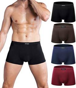 wirarpa Boxershorts Herren Mikrofaser Männer Unterwäsche Trunks Soft Modal Men Unterhosen Retroshorts für Herren 4er Pack 3XL von wirarpa