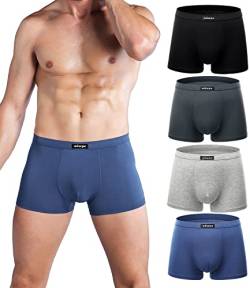 wirarpa Boxershorts Herren Mikrofaser Männer Unterwäsche Trunks Soft Modal Men Unterhosen Retroshorts für Herren 4er Pack 3XL von wirarpa