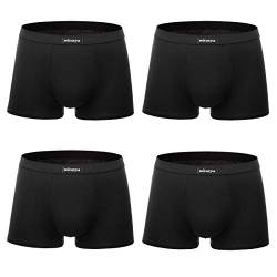 wirarpa Boxershorts Herren Schwarz Mikrofaser Männer Unterwäsche Trunks Soft Modal Men Unterhosen Retroshorts für Herren Schwarz 4er Pack 2XL von wirarpa