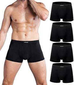 wirarpa Boxershorts Herren Schwarz Mikrofaser Männer Unterwäsche Trunks Soft Modal Men Unterhosen Retroshorts für Herren Schwarz 4er Pack M von wirarpa