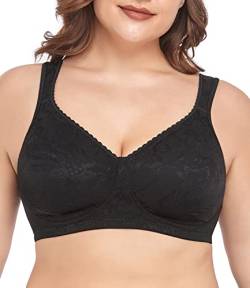 wirarpa Damen-BHs, kabellos, volle Abdeckung, Übergröße, Minimizer, nicht gepolstert, bequem, weicher BH, Schwarz, 1 Stück, 95G von wirarpa