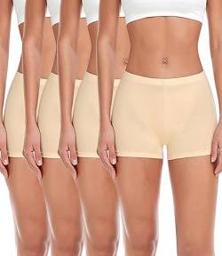 wirarpa Damen Baumwolle Boxershorts Panties Unterhosen Radlerhose unter Kleid mit Baumwoll Schritt 4er Pack Beige Größe XL von wirarpa