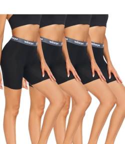 wirarpa Damen Boxershorts Panties Modal Radlerhose Kurze für Unter Kleid Anti Scheuern Unterhosen mit Bein 4er Pack Schwarz Größe S von wirarpa