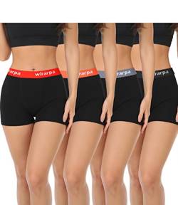 wirarpa Damen Panties Boxershorts Radlerhose Damen Kurze Baumwolle Hosen unter Kleid 3" Schrittlänge Schwarz 4er Pack Größe L von wirarpa