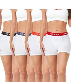 wirarpa Damen Panties Boxershorts Radlerhose Damen Kurze Baumwolle Hosen unter Kleid 3" Schrittlänge Weiß 4er Pack Größe M von wirarpa