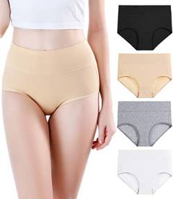 wirarpa Damen Unterhosen 4er Pack Panties Slips Damen Unterwäsche mit Hoher Taille Ultra Weich Taillenslip Große Größe XL von wirarpa