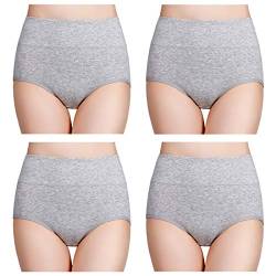 wirarpa Damen Unterhosen Baumwolle Slips Damen Hoher Taille Atmungsaktive Taillenslip Wochenbett Unterwäsche Mehrpack Größen 32-58, Grau, X-Small(32/34) von wirarpa