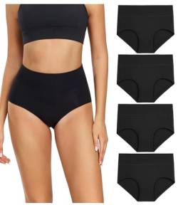 wirarpa Damen Unterhosen Baumwolle Unterwäsche Hohe Taille Slips Hoher Taillenslip für Frauen Mehrpack Black, L EU von wirarpa