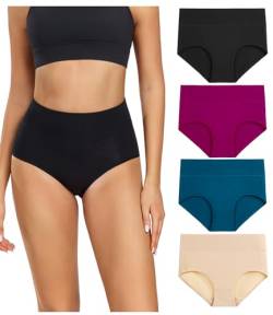 wirarpa Damen Unterwäsche Baumwolle Baumwollunterhosen Wöchnerinnen Slip High Waist Taillenslip 4er Pack Größe L von wirarpa