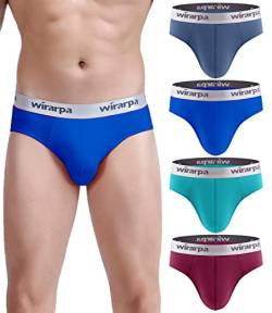 wirarpa Herren Slip 4er Pack 95% Gekämmte Baumwolle Unterhosen Manner mit Breiter Elastischer Bund Atmungsaktiv Dehnbar Größe L von wirarpa