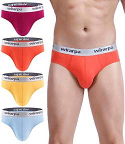 wirarpa Herren Slip 4er Pack 95% Gekämmte Baumwolle Unterhosen Manner mit Breiter Elastischer Bund Atmungsaktiv Dehnbar Größe L von wirarpa